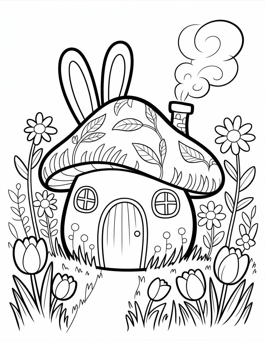 bunny house coloring page