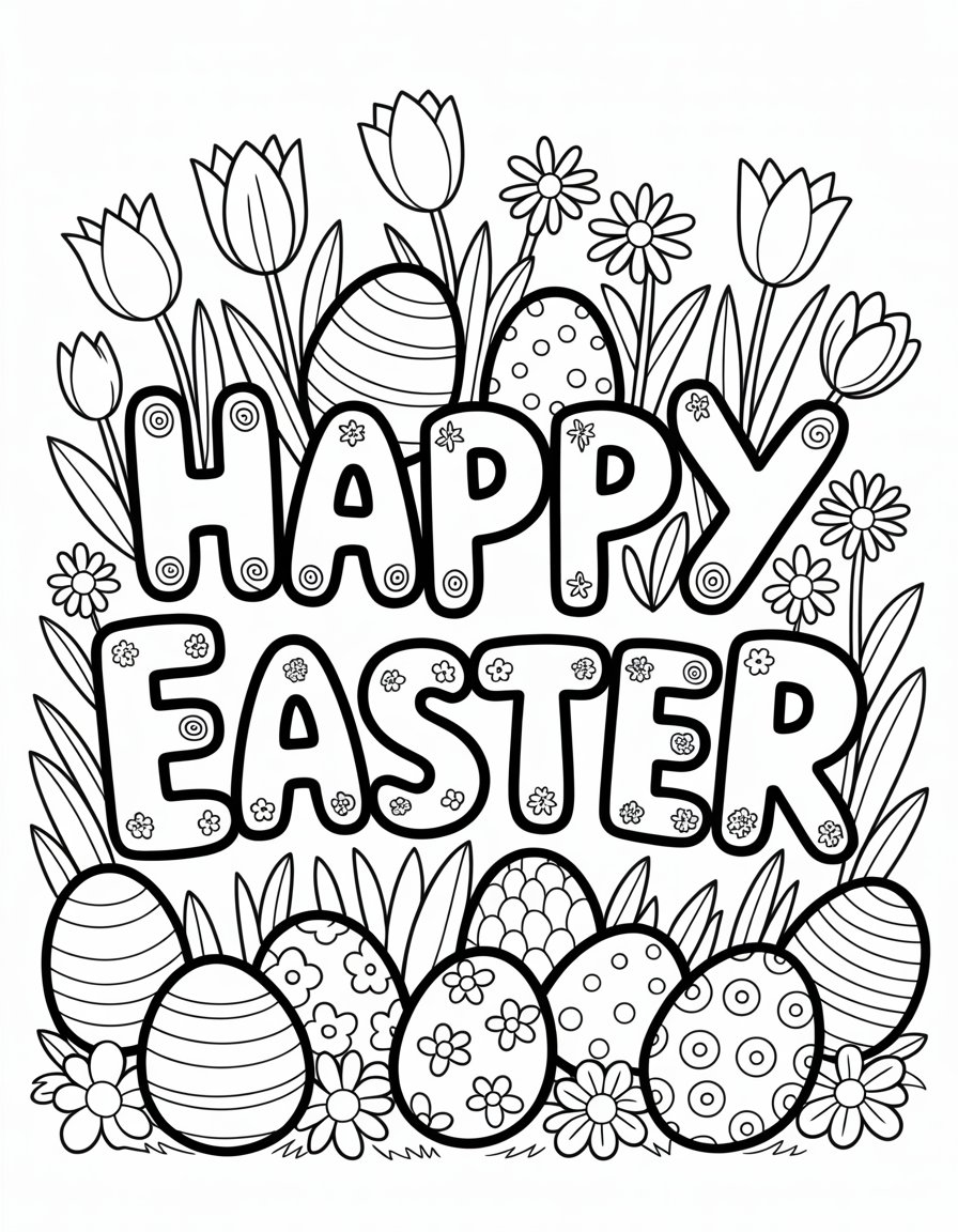 happy easter coloring page