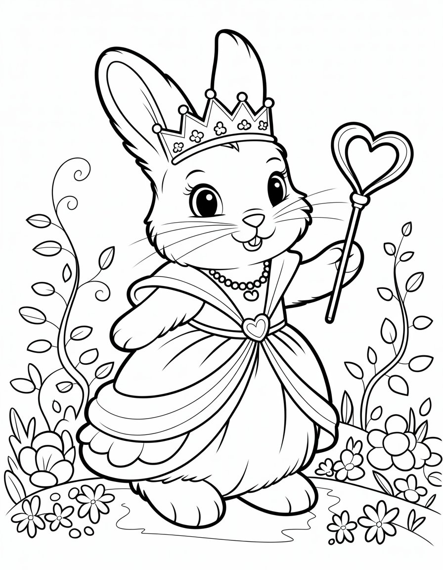 princess bunny coloring page