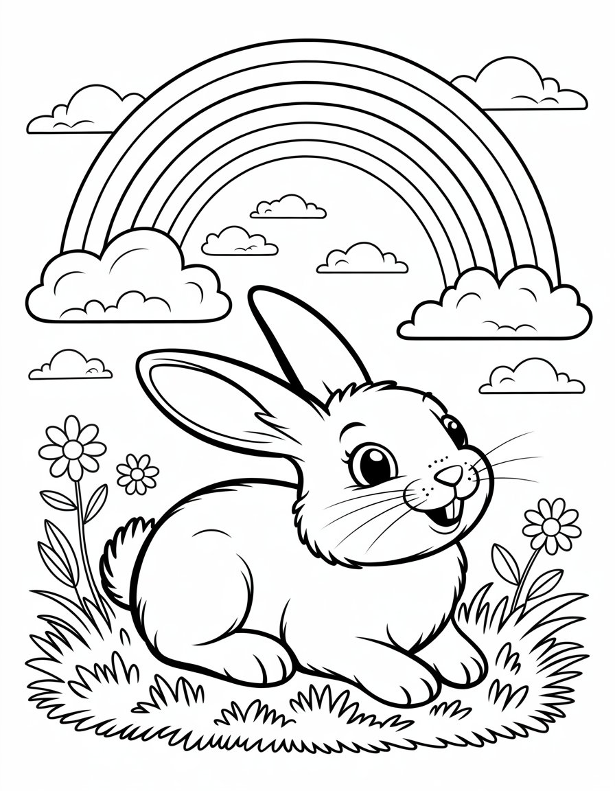 rainbow bunny coloring page