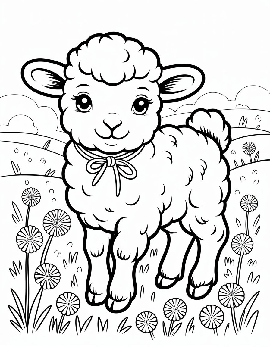 spring lamb coloring page