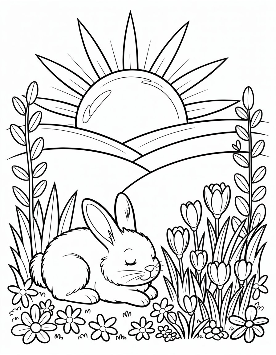 spring sunrise coloring page