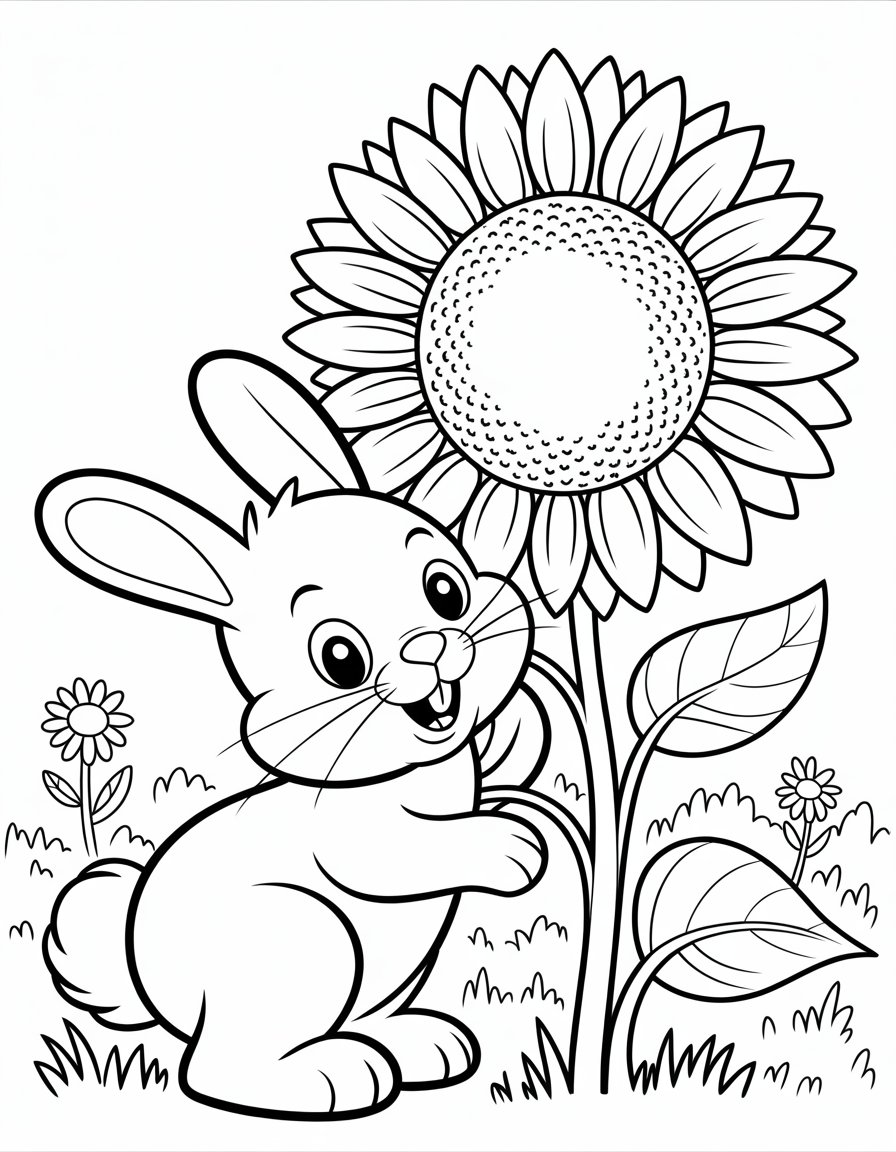 sunflower bunny coloring page