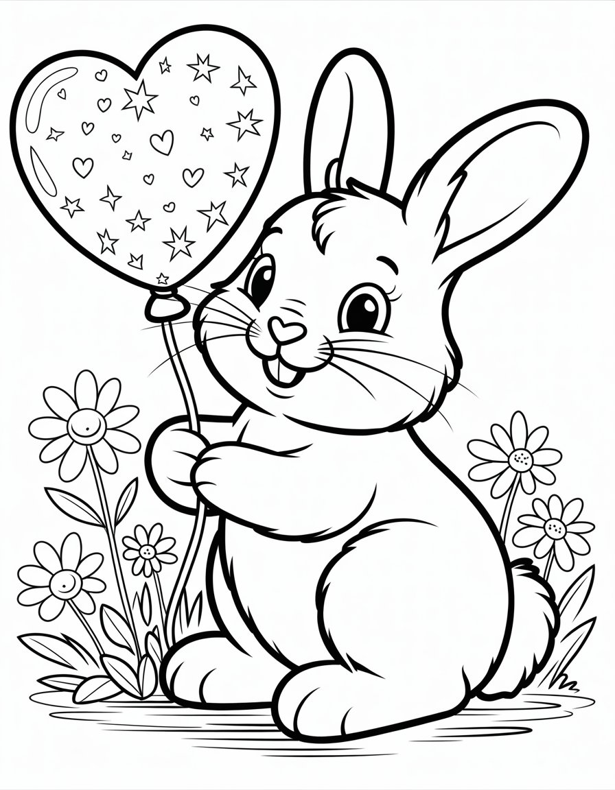 valentine's day bunny coloring page