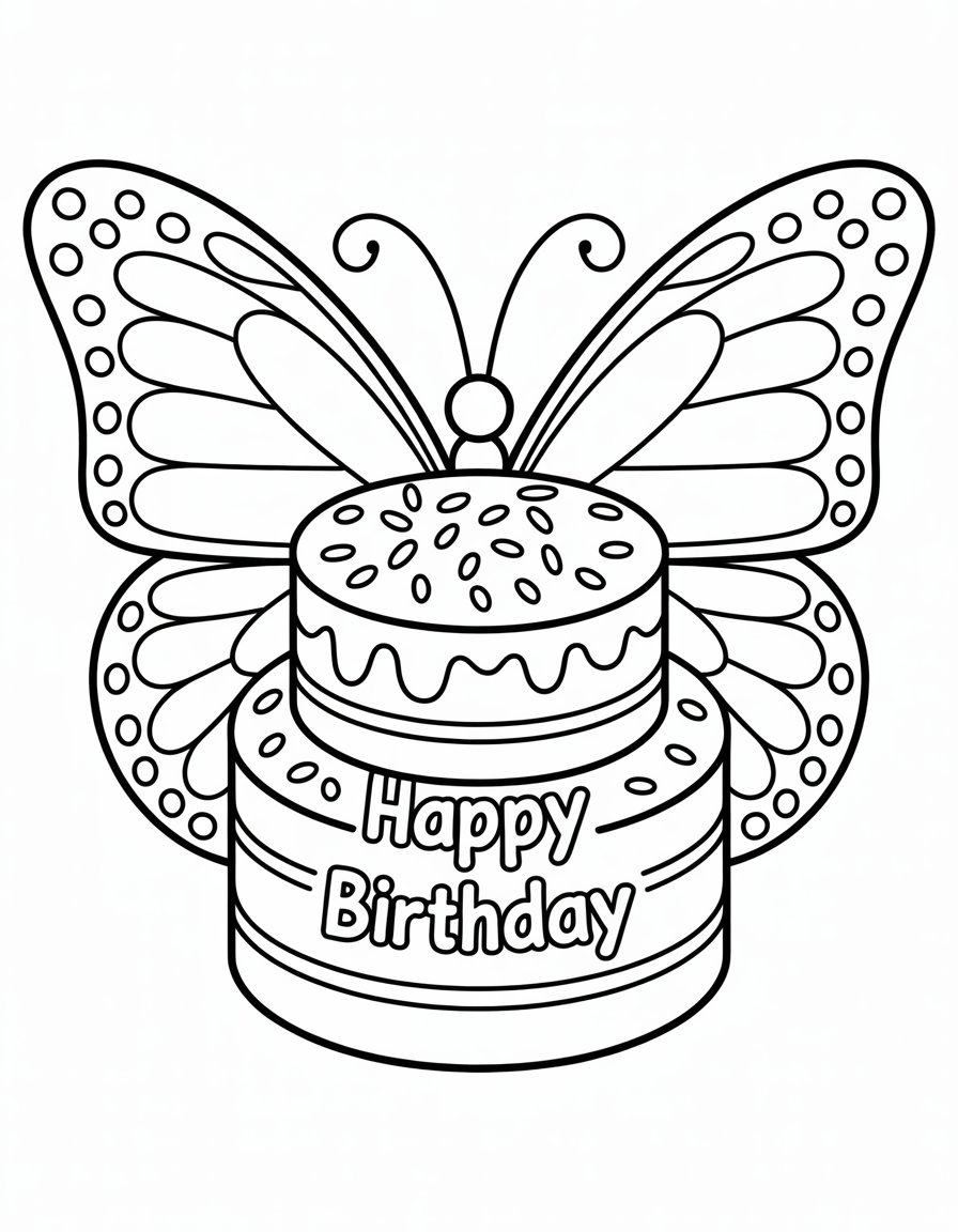 butterfly cake coloring page
