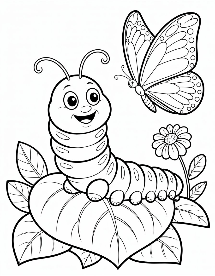 butterfly caterpillar coloring page