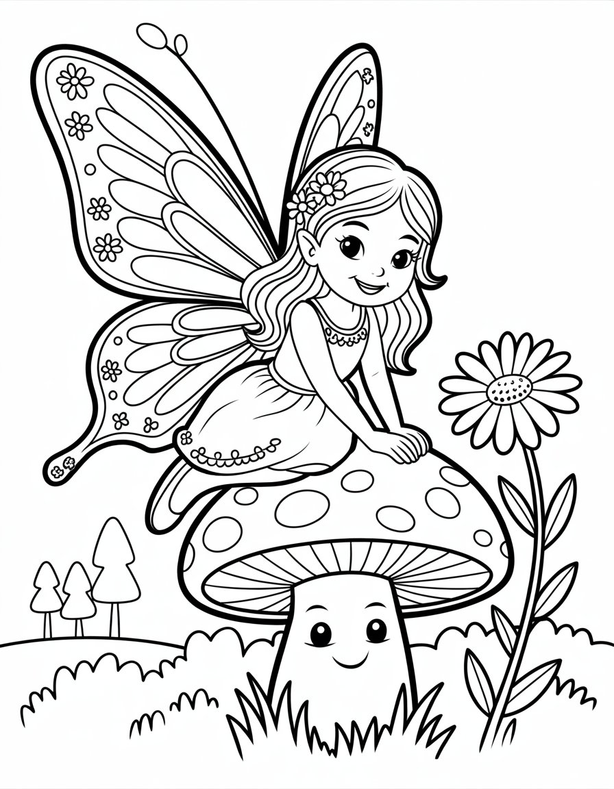 butterfly fairy coloring page