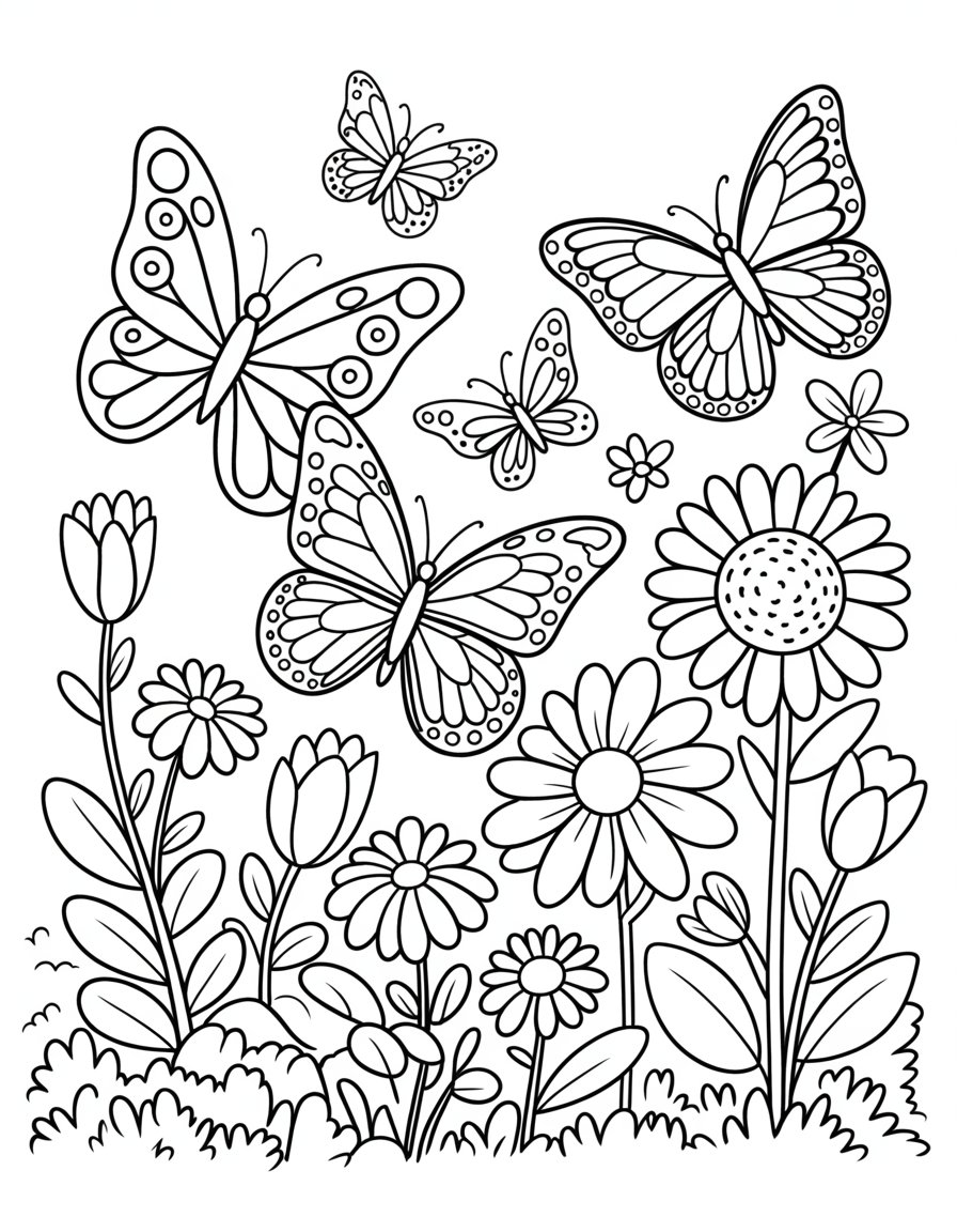 butterfly garden coloring page