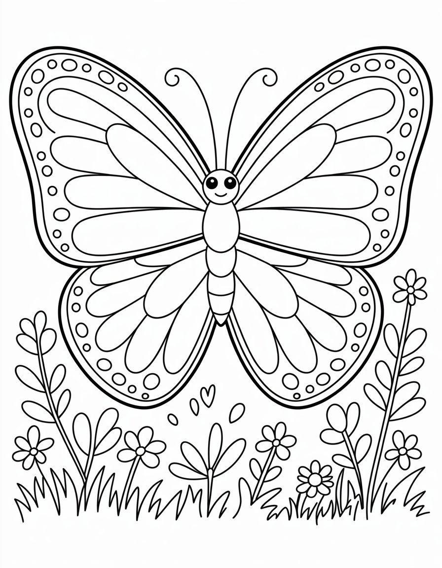 butterfly heart coloring page