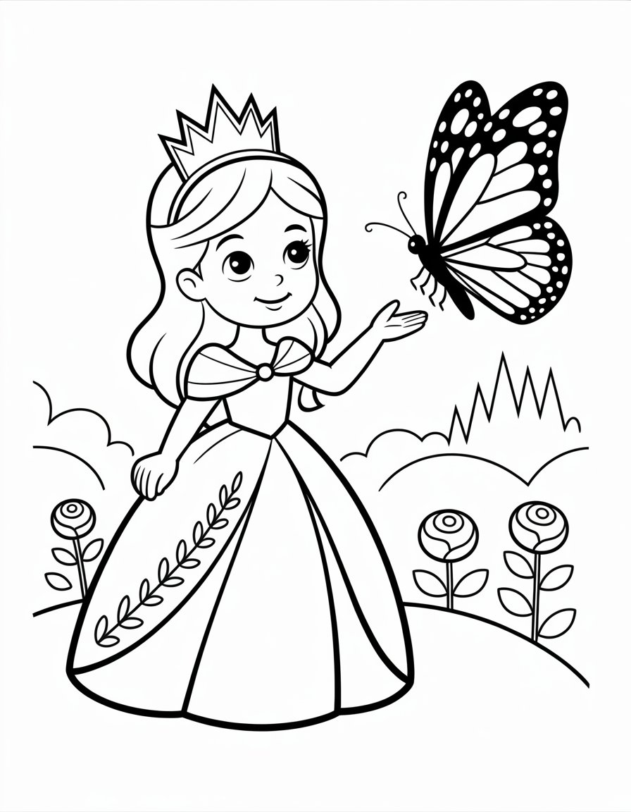 butterfly princess coloring page