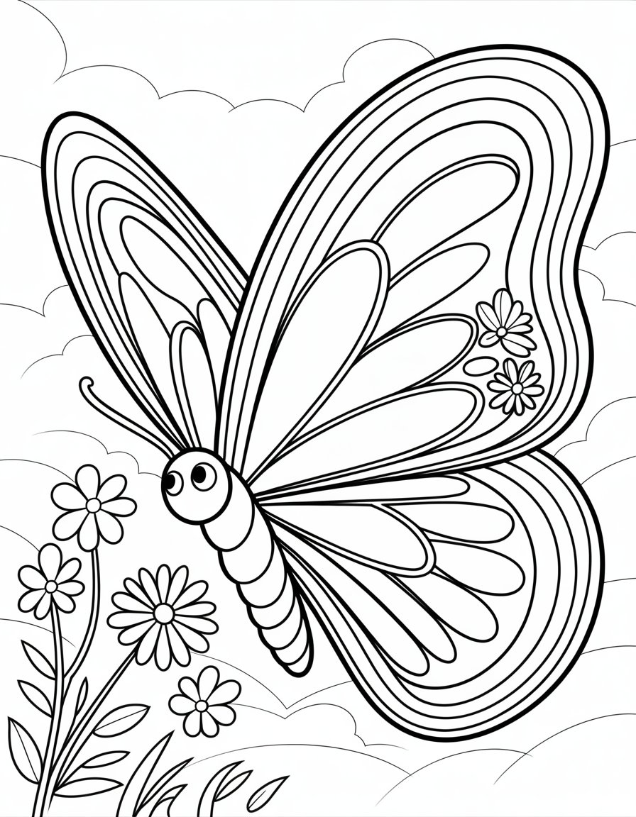 butterfly rainbow coloring page