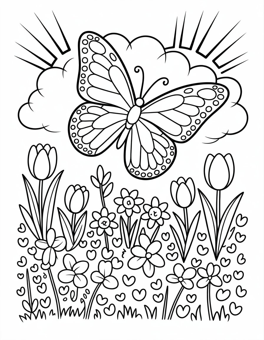 butterfly spring coloring page