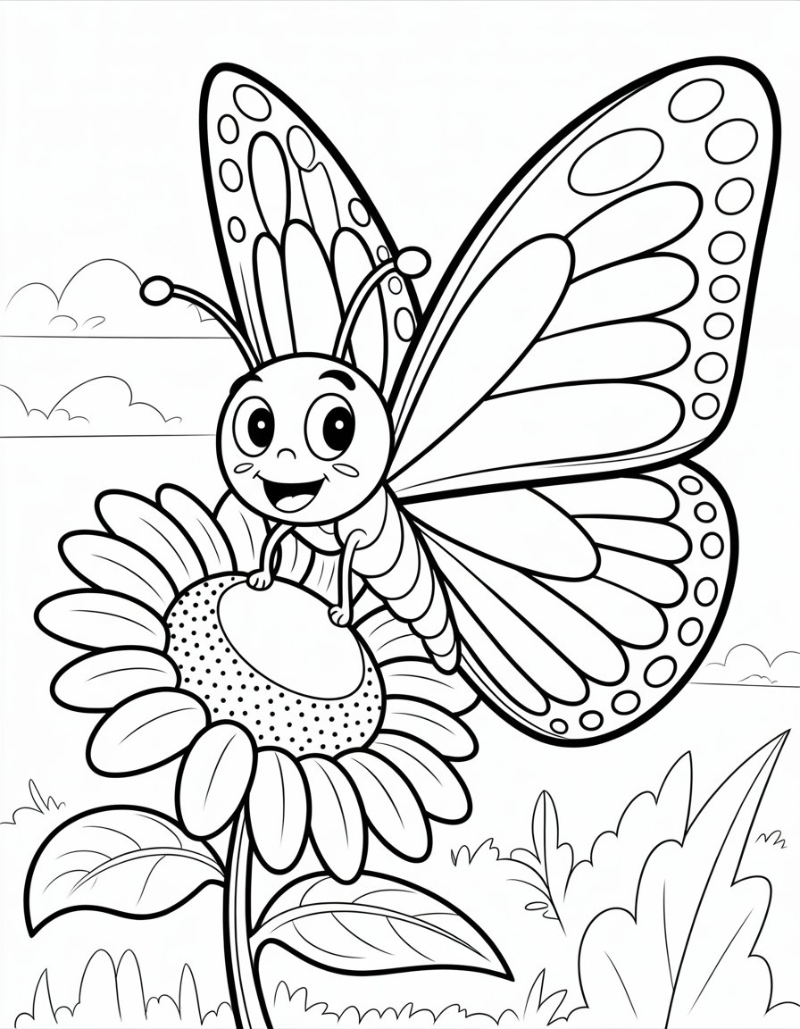 cartoon butterfly coloring page
