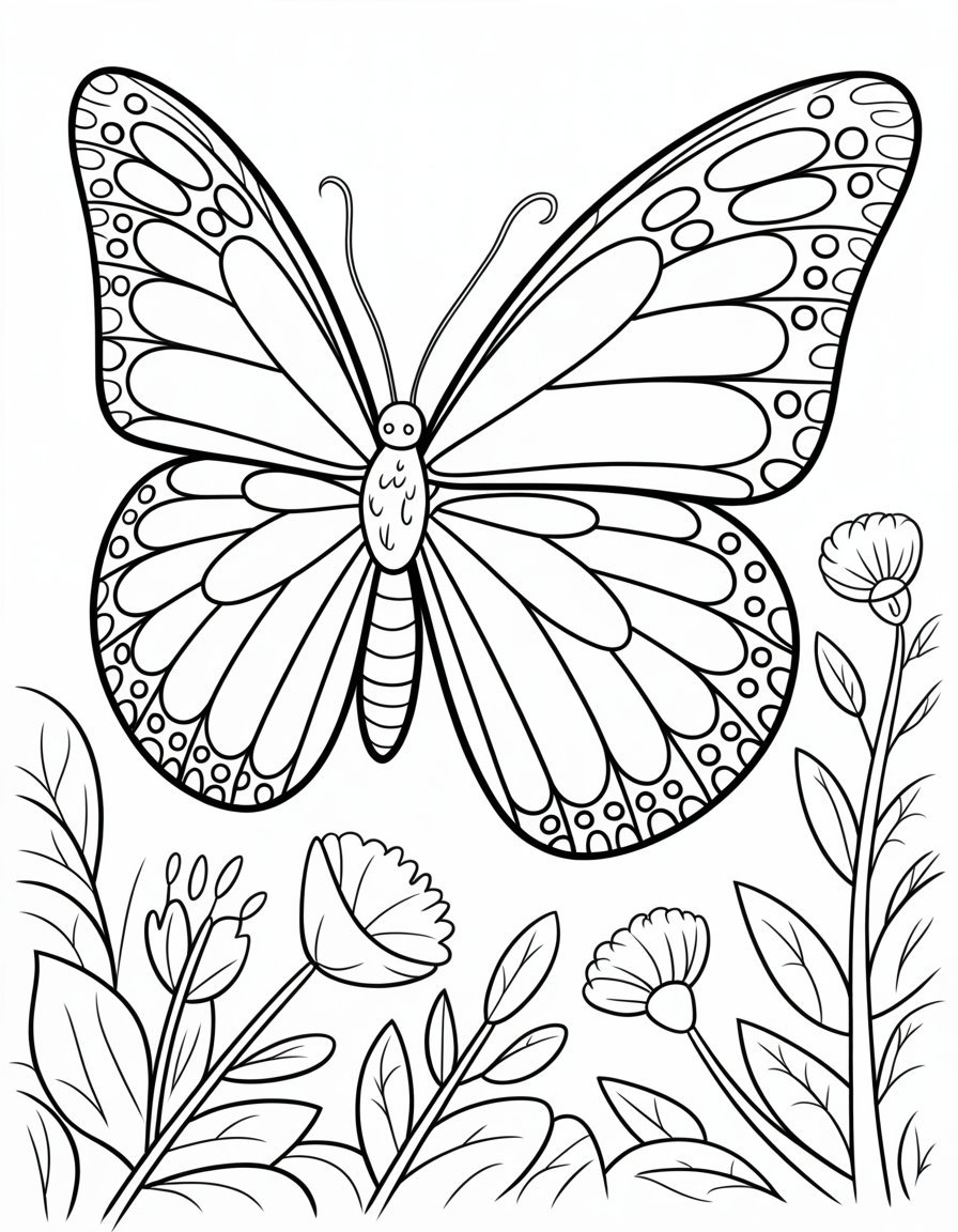 difficult butterfly coloring page