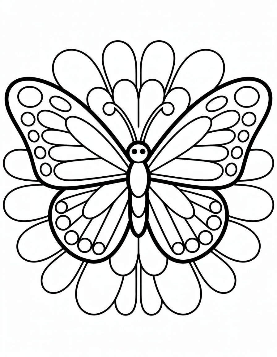 easy butterfly mandala coloring page