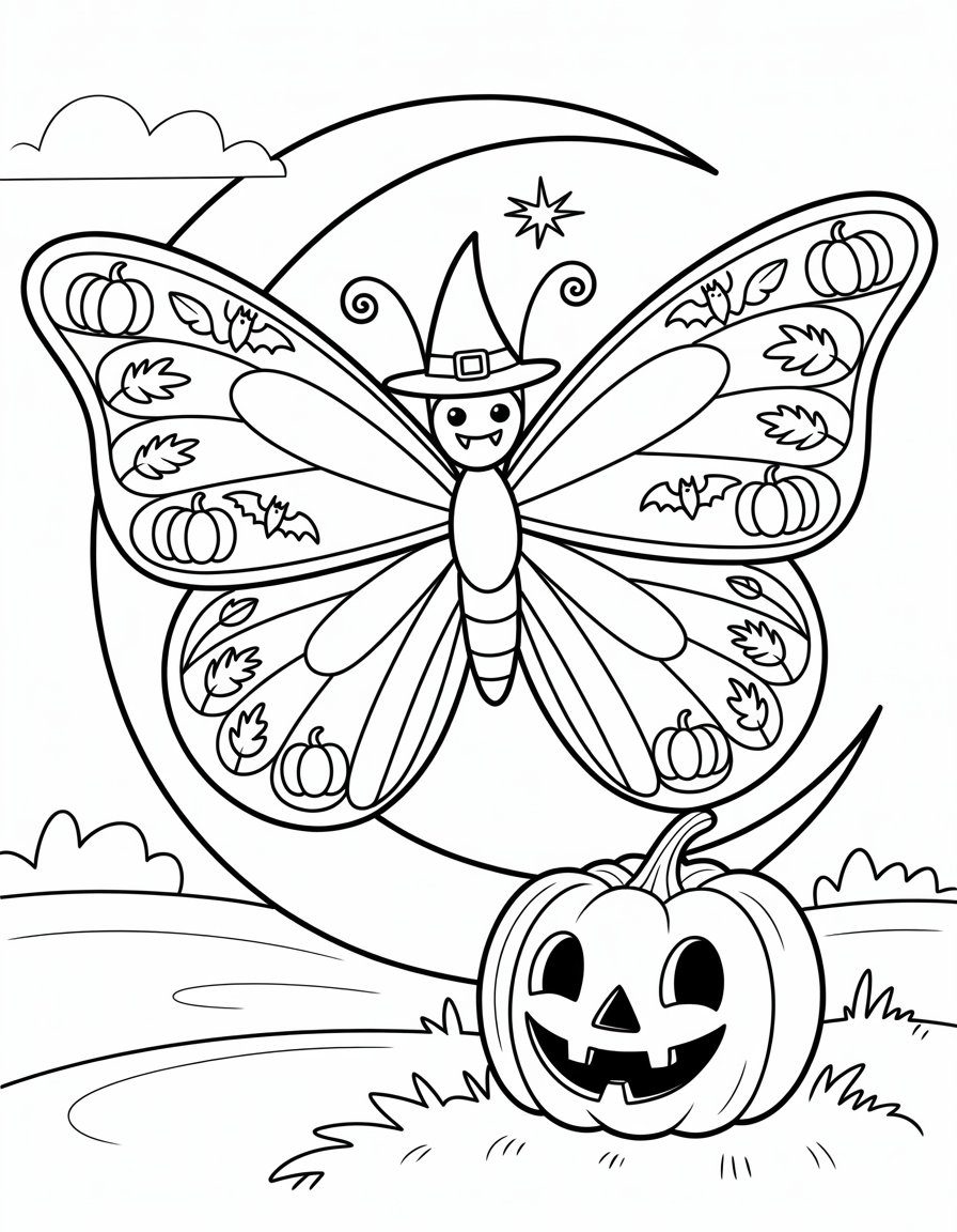 halloween butterfly coloring page