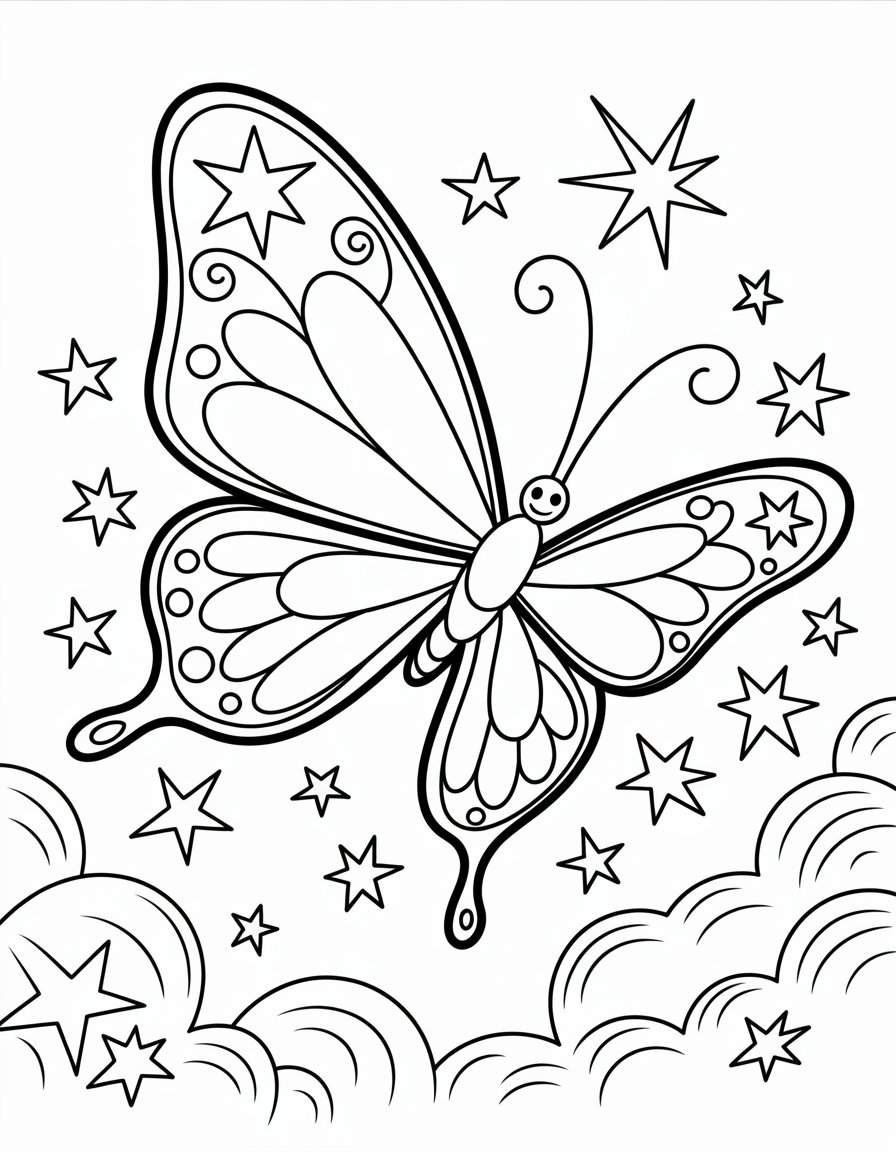 star butterfly coloring page
