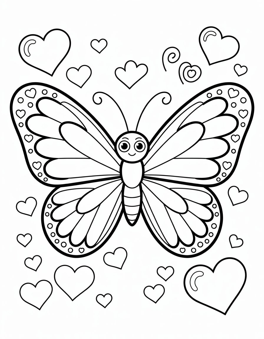 valentine butterfly coloring page