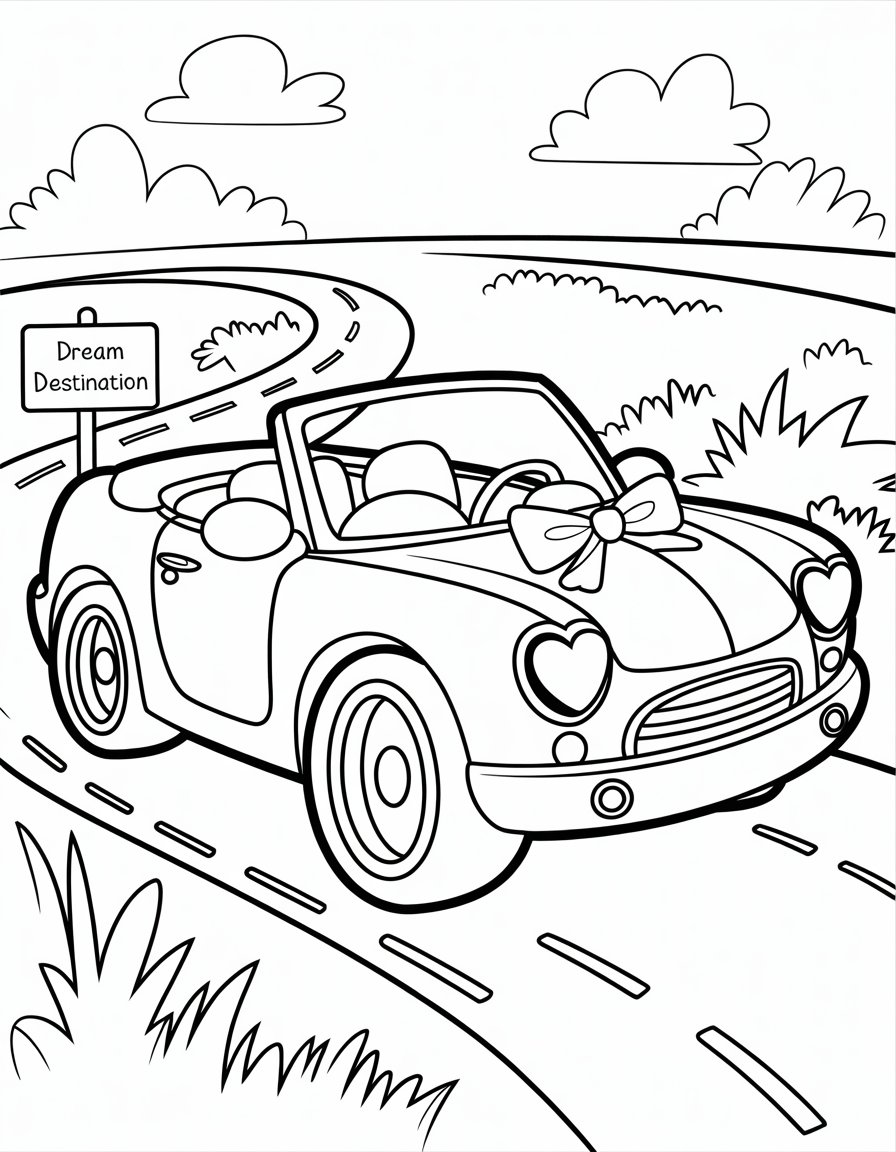 barbie car coloring page