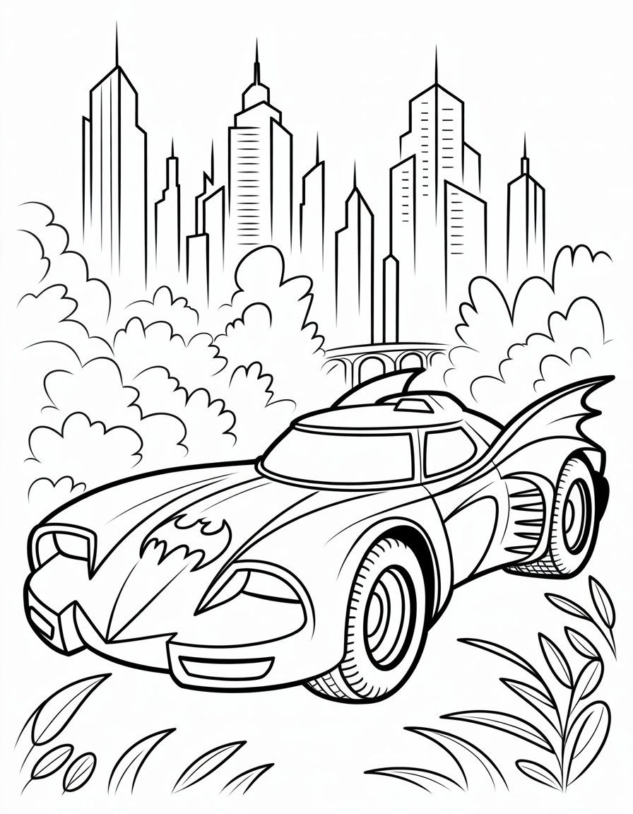 batman car coloring page