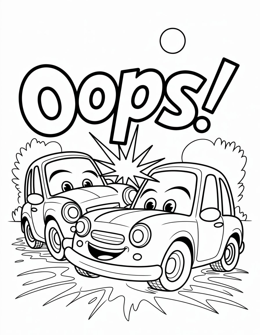 car crash coloring page