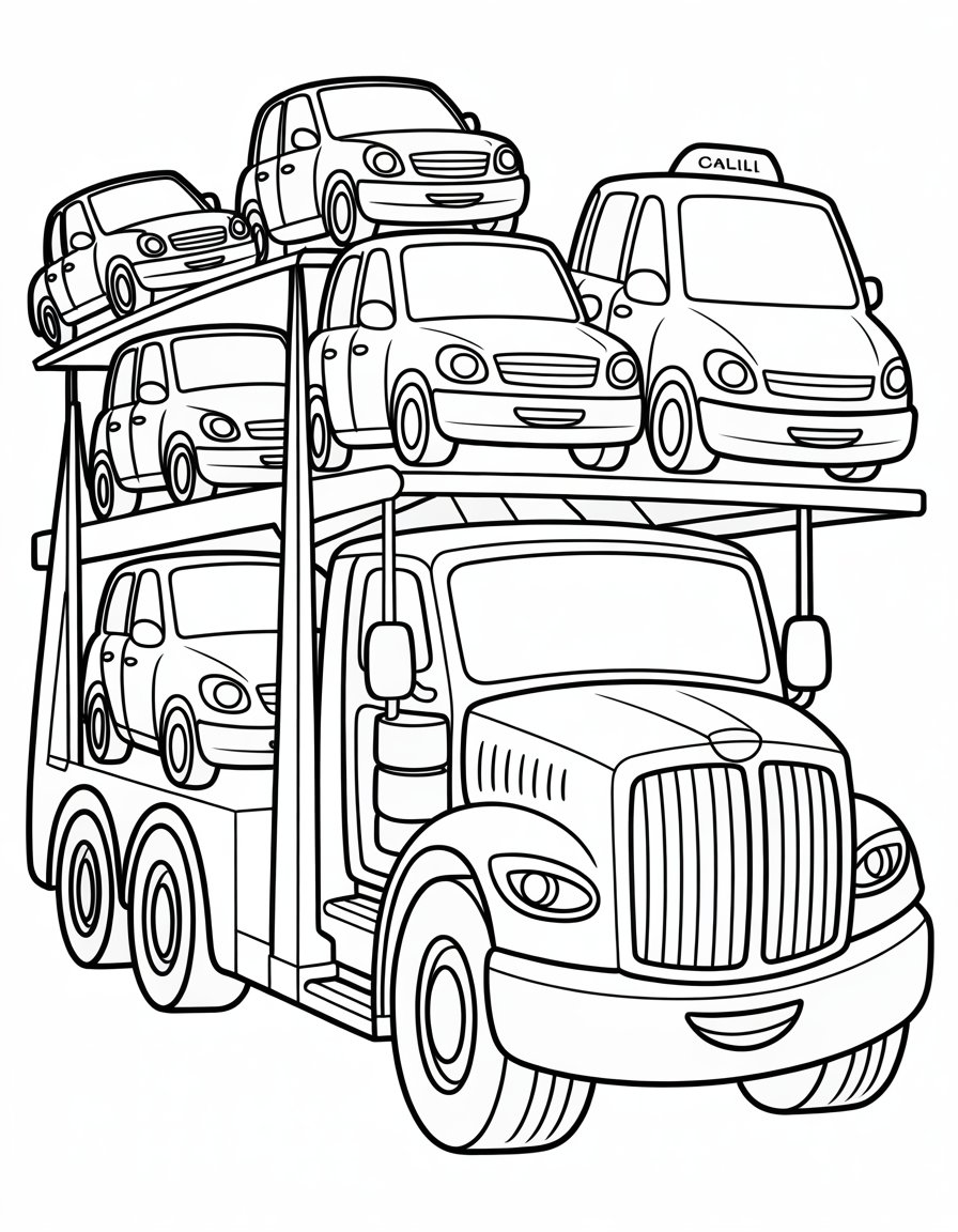 car transporter coloring page