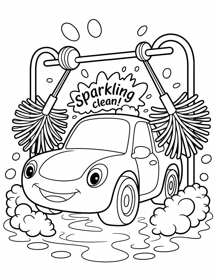 car wash coloring page