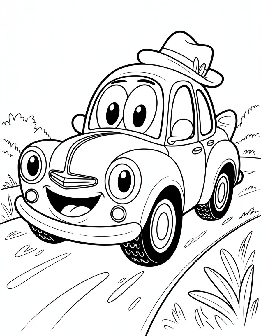 cartoon car coloring page