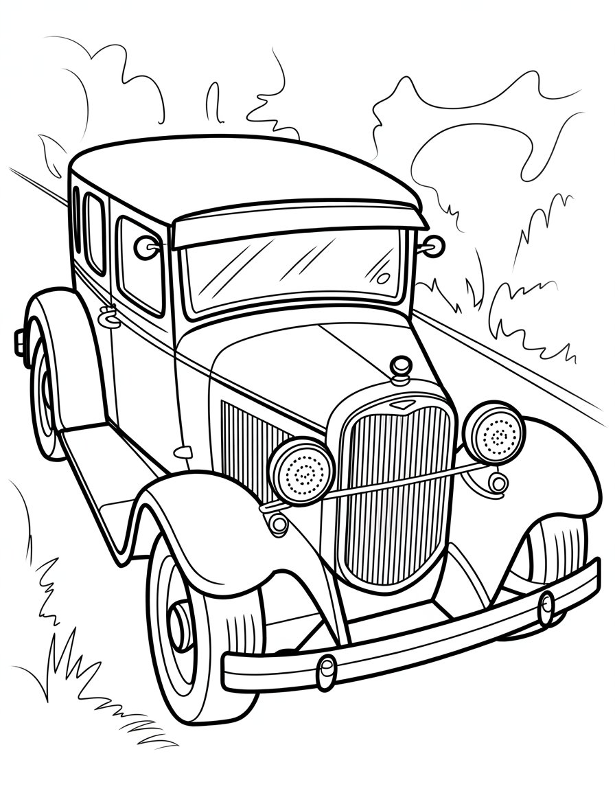 classic car coloring page