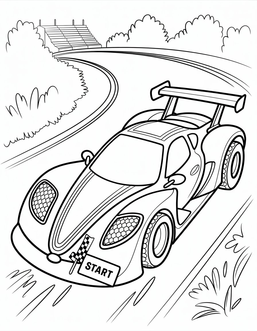 coloring page of race cars