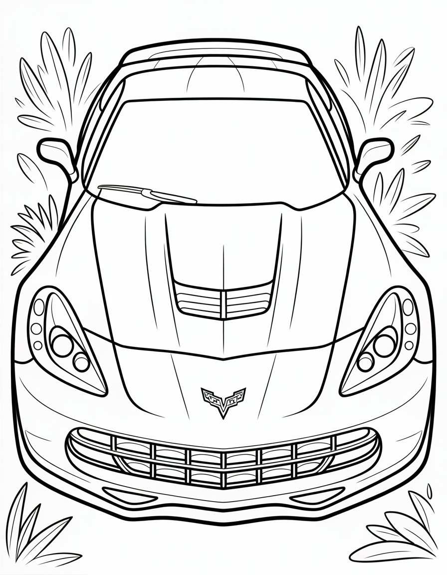 corvette car coloring page
