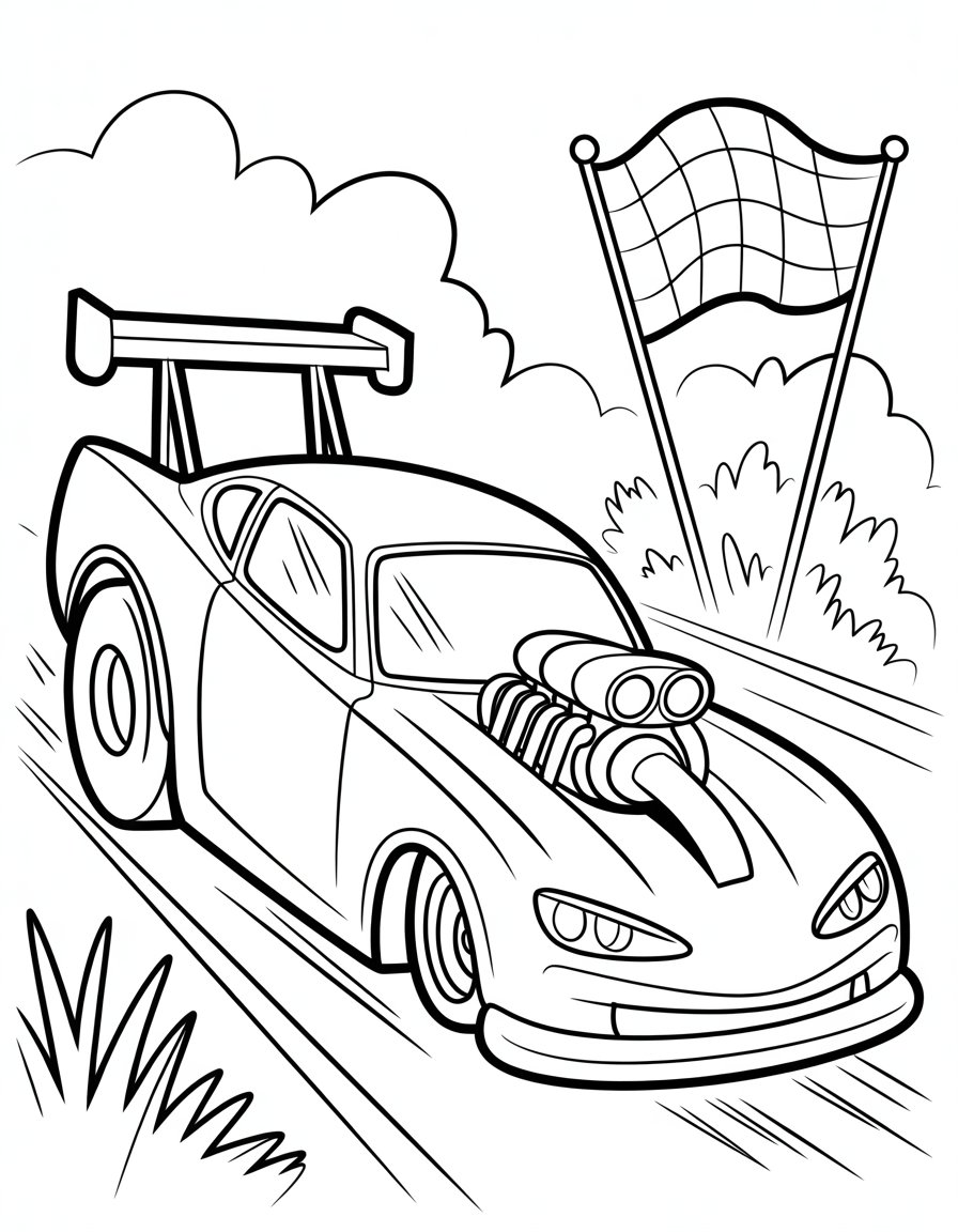 drag car coloring page