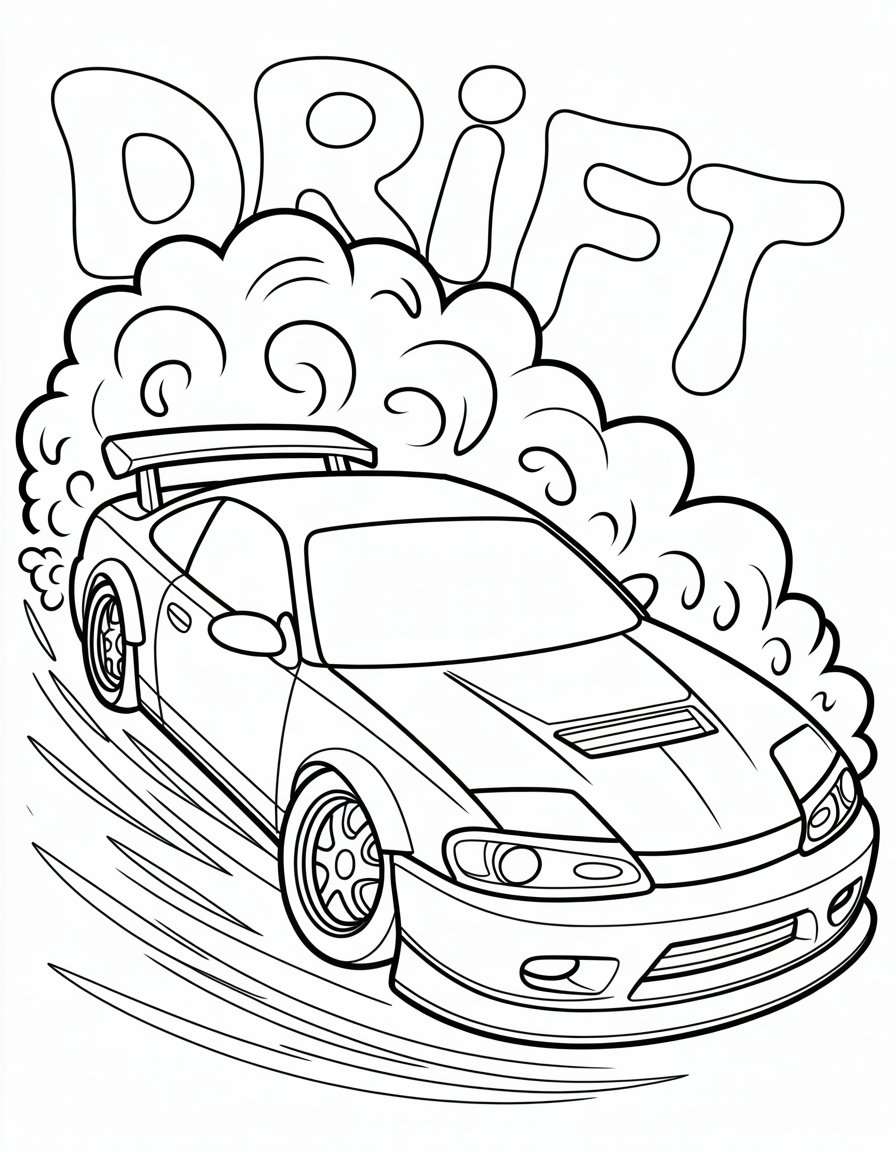 drift car coloring page