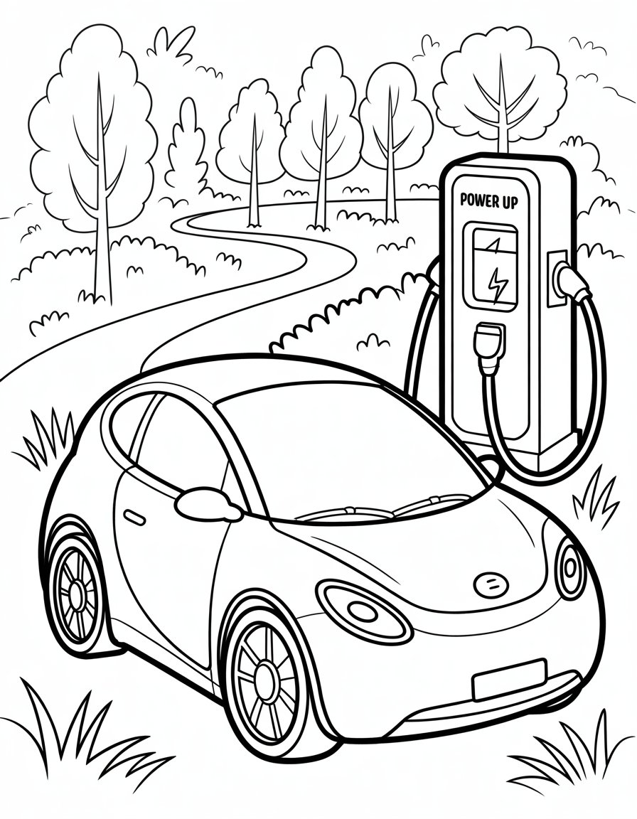 electric car coloring page