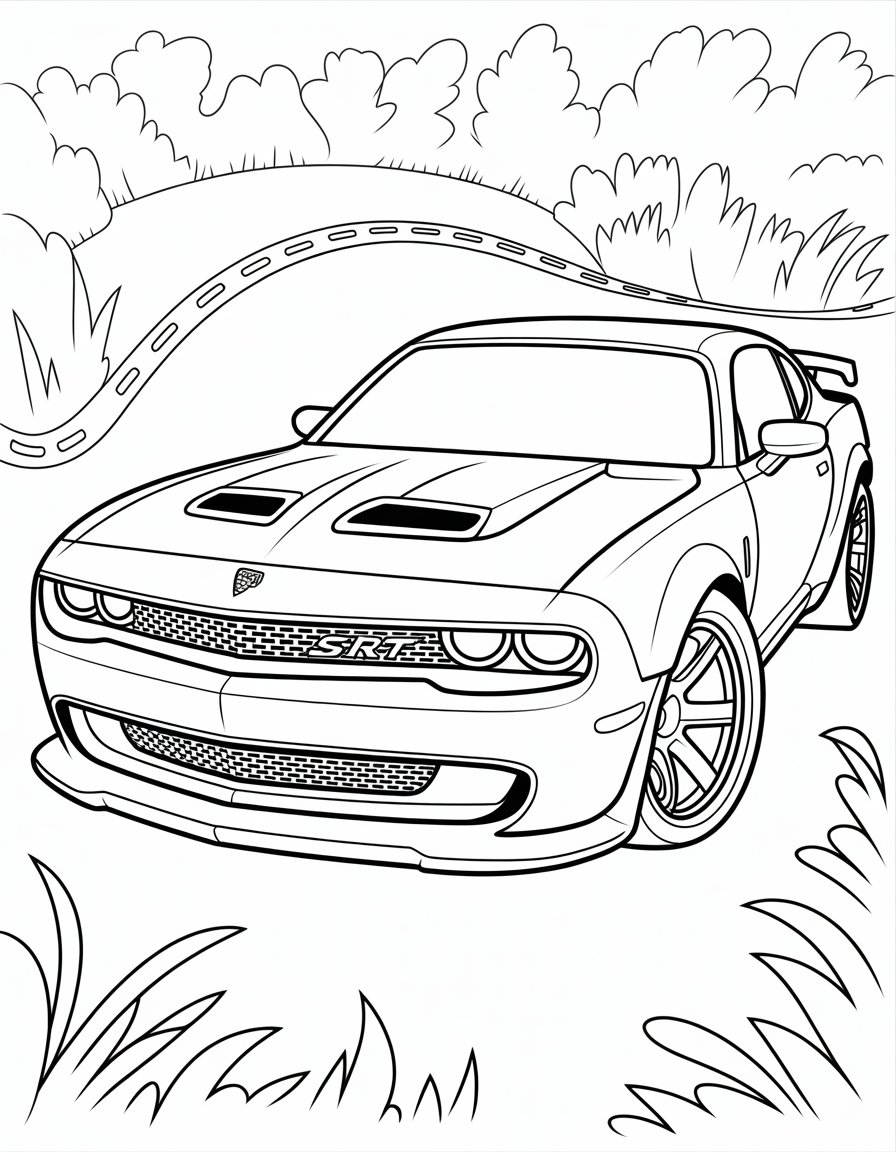 hellcat srt coloring page