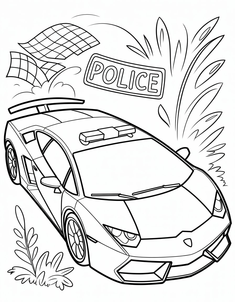 lamborghini police car coloring page