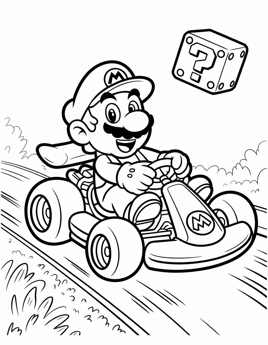 mario kart coloring page