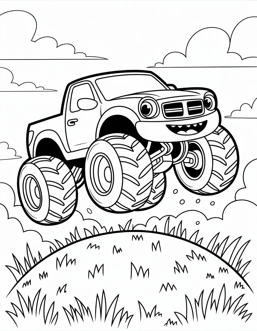 monster car coloring page