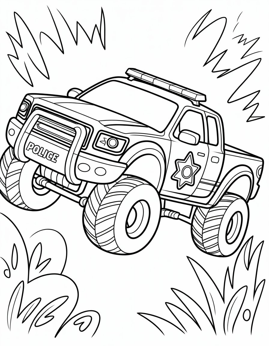 monster truck police car coloring page