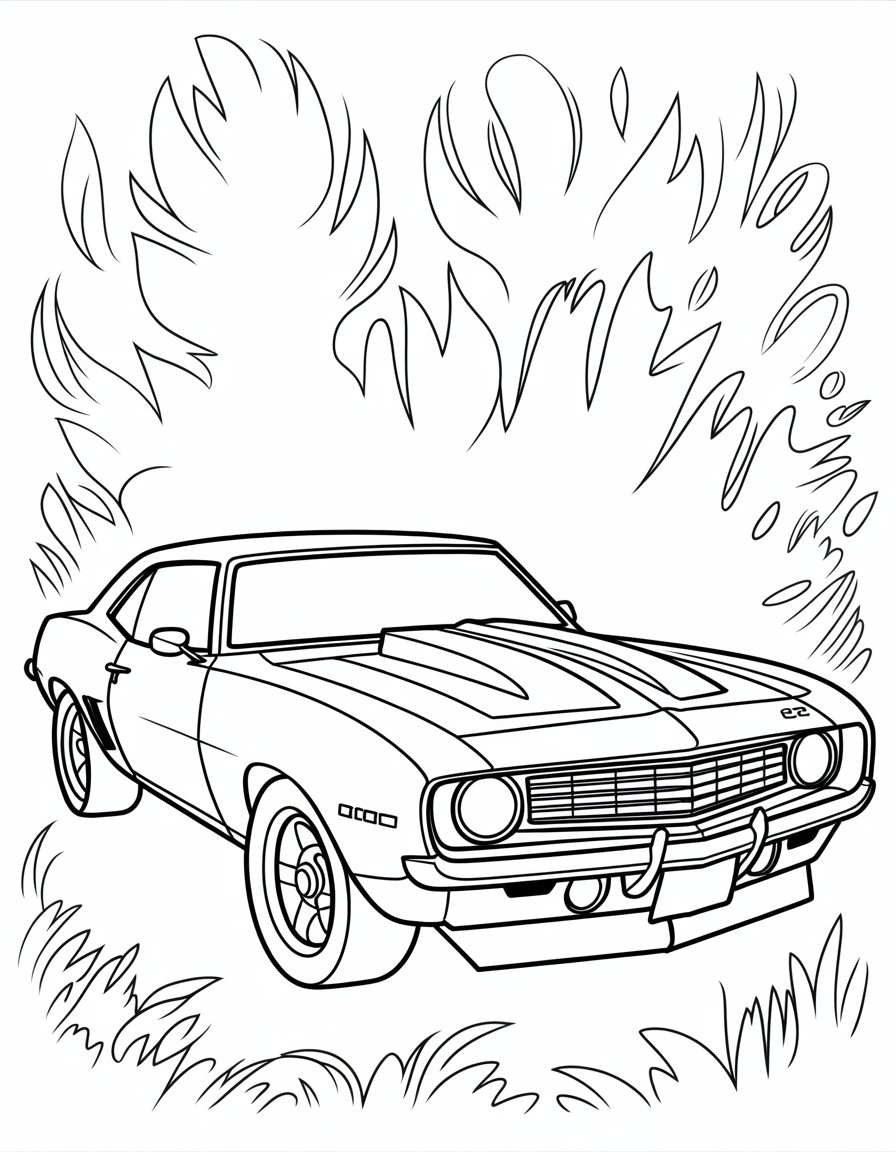 muscle car coloring page
