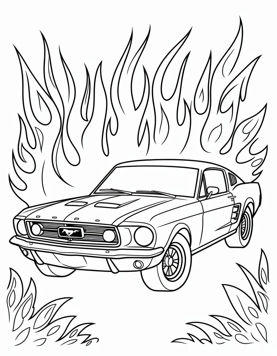 mustang car coloring page