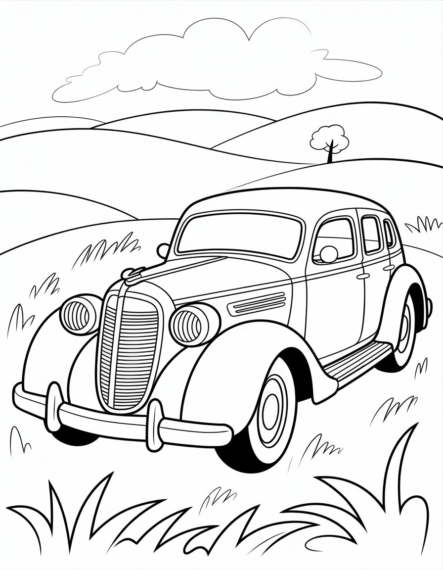 old cars coloring page