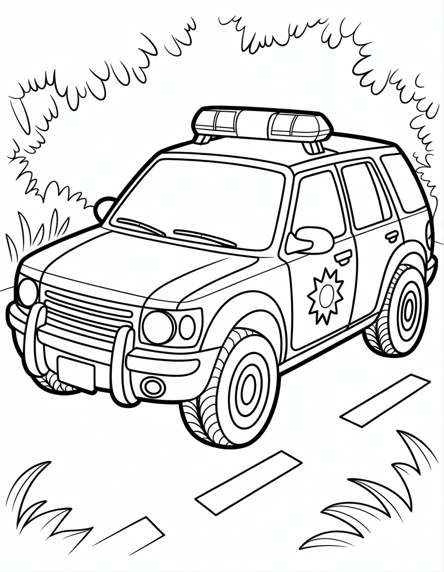 police car coloring page printable