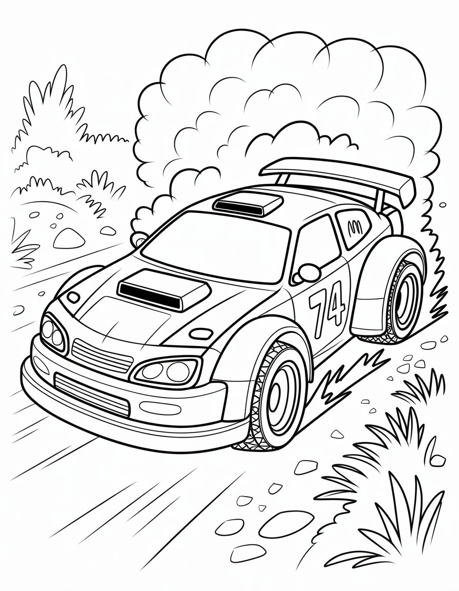 rally car coloring page