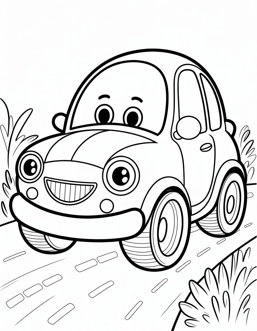 simple car coloring page