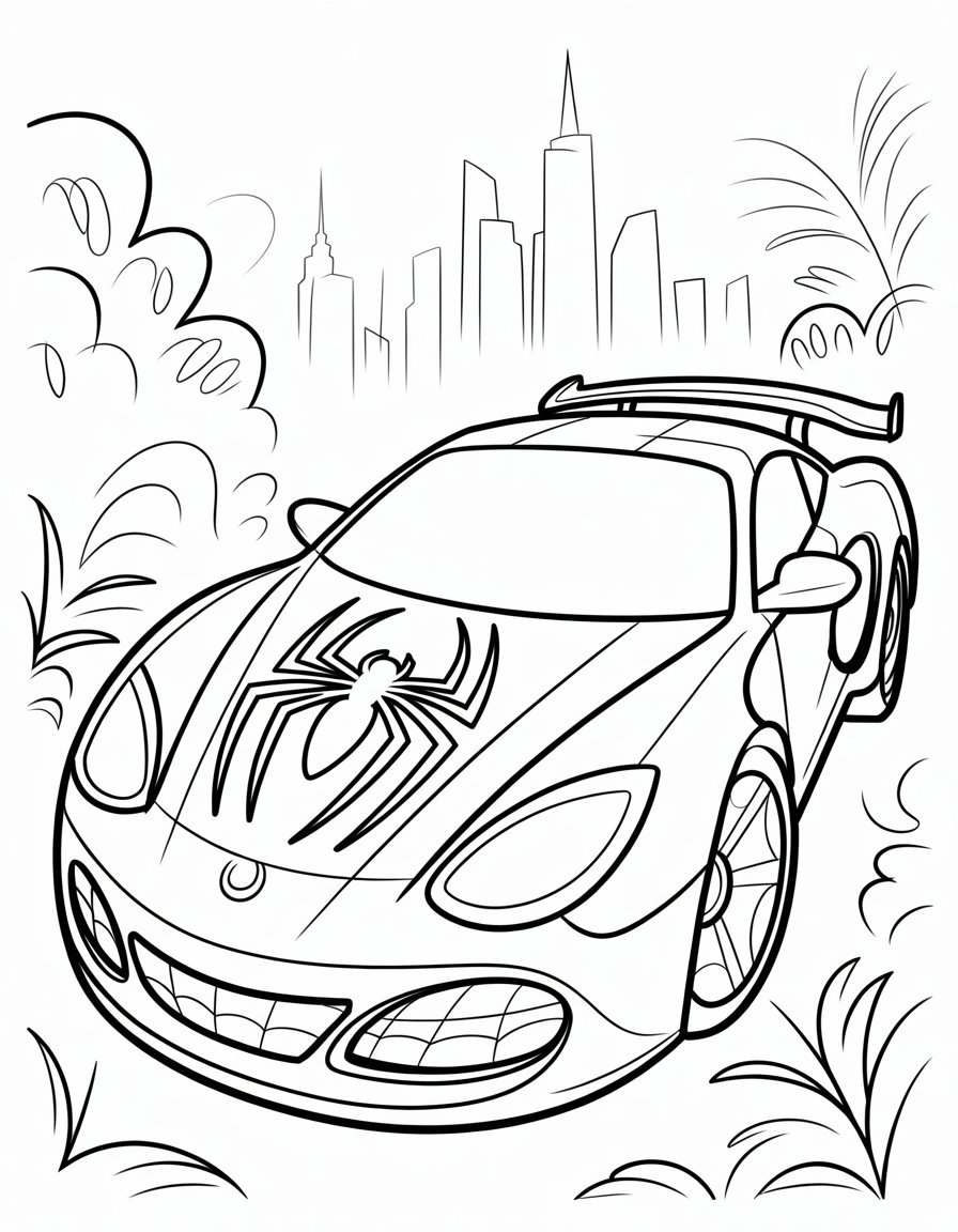 spider man car coloring page