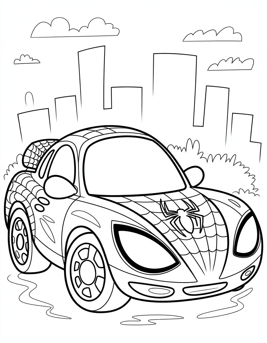 spiderman car coloring page