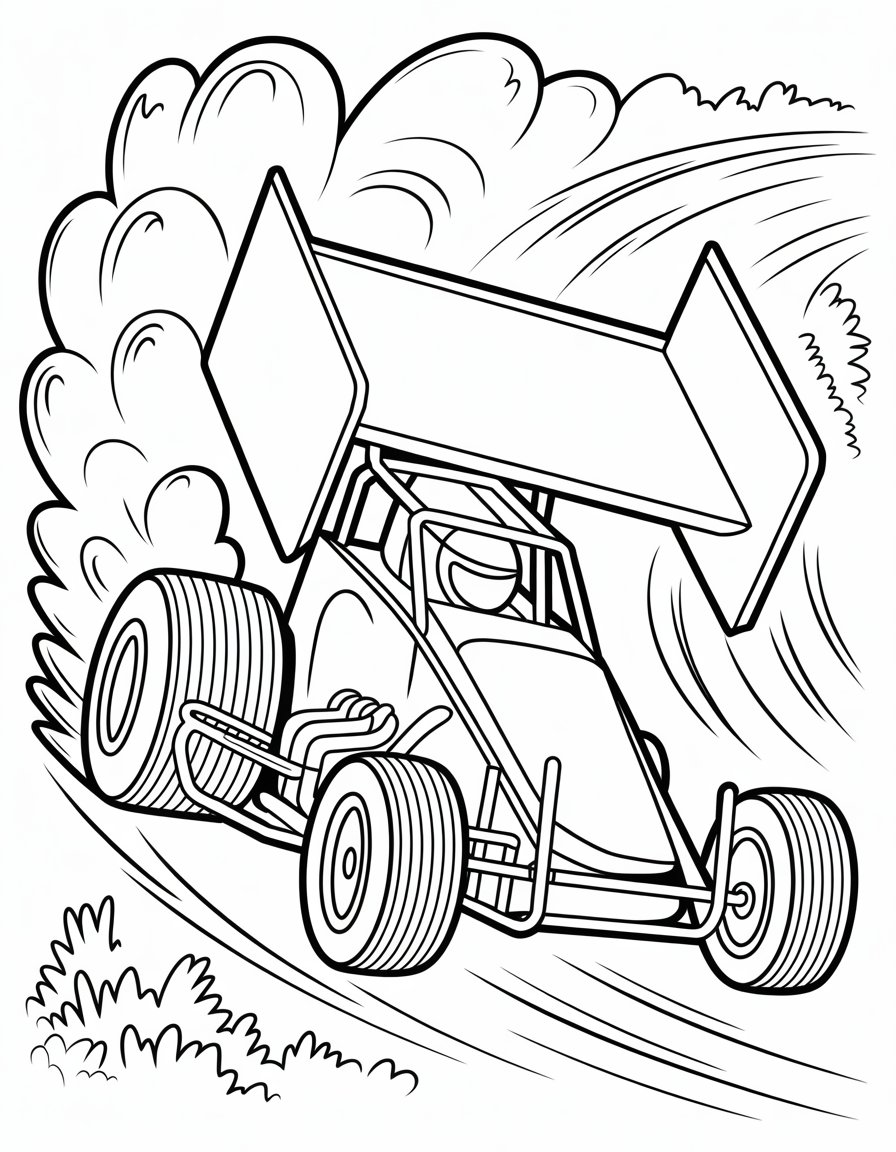 sprint car coloring page