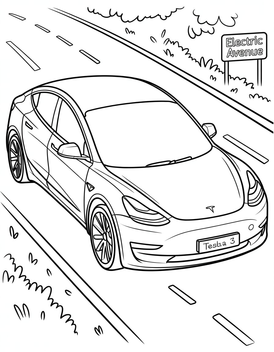 tesla car coloring page