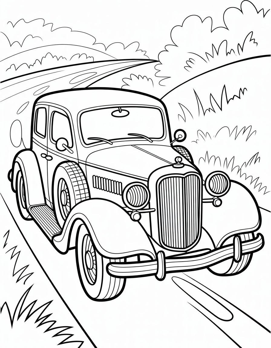 vintage car coloring page